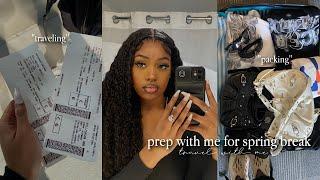 prep with me for spring break | 30in wig install, lashes, packing and traveling