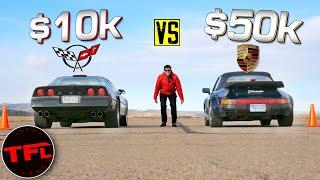 1980s Performance Car Showdown: Corvette vs Porsche Drag Race, Roll Race, & Brake Test