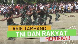 Seru!! TARIK TAMBANG melawan TNI dan LOMBA LARI KARUNG di Renon - HUT RI 2017