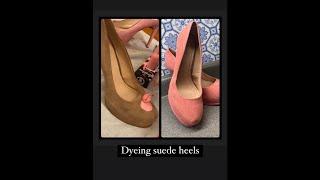 Dyeing tan suede heels pink