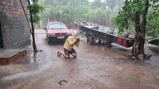 A TEMPESTADE QUASE LEVOU NOSSO BARRACO!! QUE SUFOCO.