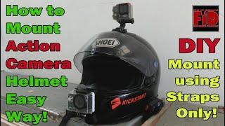 How to mount action camera to helmet the easy way DIY using straps only - Dragon Touch Vision4