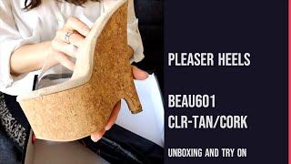 Unboxing and Try On Pleaser BEAU601 CLR-TAN/CORK 6.5 Inch High Heel Wedge Shoes with Walk