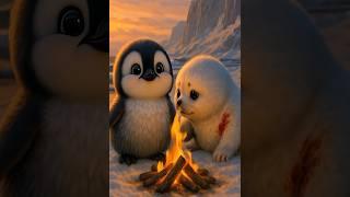 Poor penguin saves baby seal from polar bear and makes food #story #rescue #animals #cuteanimals