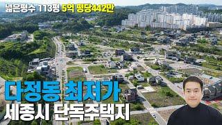 초급매 세종시 토지 택지 단독주택지 전원주택지 매매 넓은평수 남서향트임 (다정동 평당가격 최저가 113평 5억 평당442만)