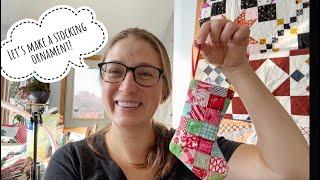 How to Make a Mini Christmas stocking ornament, quilted christmas ornament tutorial