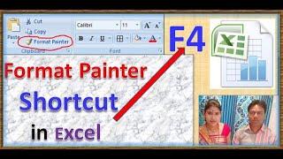 Format Painter Shortcut in Excel, Format Painter F4 Shortcut key, Excel, Microsoft Excel,