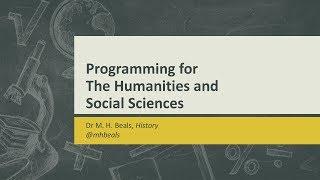 Introduction to Programming (Python) for the Humanities and Social Sciences