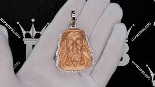 Rose Gold Matte Detailed Jesus Face VVS CZ Hip Hop Iced Out Pendant