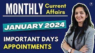 January 2024 - Important Days & Themes & Appointments | Monthly Current Affairs January 2024