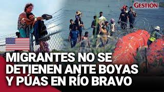 EE.UU: MIGRANTES continúan cruzando la frontera pese a BOYAS y PÚAS que colocó TEXAS | Gestión