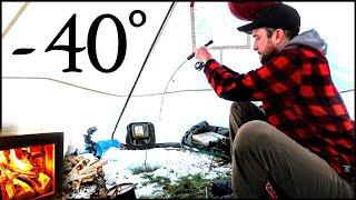 -40° Solo Camping 4 Days | Snowstorm & Hot Tent on the Ice