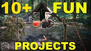 10+ Bushcraft Projects & Knots | Solo Camp Out