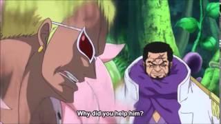 Fujitora saves Trafalgar Law from Doflamingo