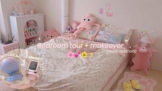 cozy room tour  bedroom makeover  pink aesthetic  ft. MAONO ⭐ POCOCO galaxy projector