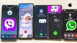 Viber, WhatsApp + Incimng Call to Z Fold 3 at The Same Time + Huawei NY90 + iPhone Xs + Z Flip 4