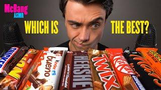 ASMR CHOCOLATE CANDY BARS Eating Sounds (HERSHEY’S, SNICKERS, KITKAT, TWIX, KINDER, MARS, LION)