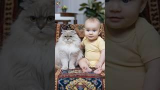 Baby and Cat #funny #funnyvideos #funnyvideo  #ai #cat #cats #cute #cutebaby #cutecat #funnycats