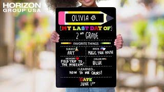 Horizon Group USA My First & Last Day of School Wooden Chalkboard | DIY Memory Board