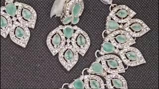 New Designs Indian Zircon Stones Jewellery Sets Stunning Wedding Jewellery Silver Wedding Sets