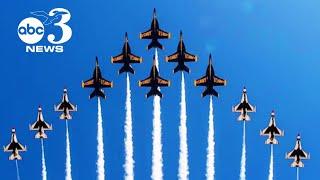 The Blue Angels fly in the NAS Pensacola Blue Angels Homecoming Air Show