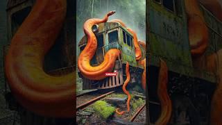 AI Travel Discovery | Orange Python attacking Train | Amazon Jungle #shorts #trending #art