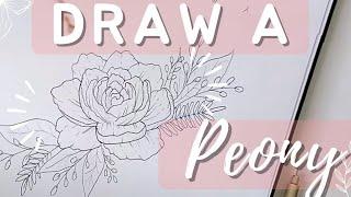 Draw Easy Peonies in Just 5 Minutes | Beginner-Friendly Tutorial