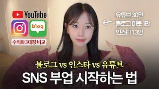 요즘 똑똑한 20대들이 돈 버는 방법  | 블로그 vs 인스타 vs 유튜브 수익 ・ 장단점 비교 | 직장인 부업 추천