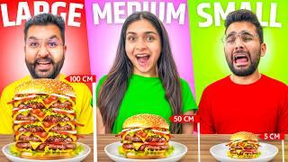 Having only SMALL MEDIUM LARGE Food Challenge  || 30 Min Food Challenge 