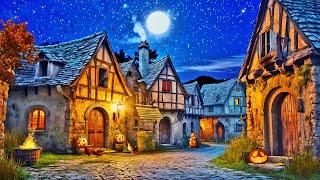 Autumn Cozy Medieval Village Halloween Ambience - Halloween Spooky Soundscape - Relaxing Night Sound