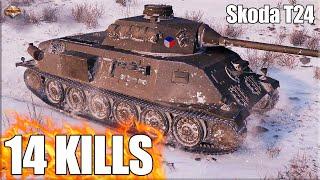 14 фрагов на 5 уровне  World of Tanks Skoda T24 лучший бой