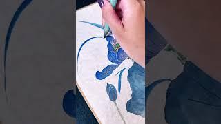 Paint blue lotus flowers. #painting #flowers #plants #blue #drawing #culture #art #cultura #heritage