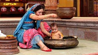 Child Krishna ji created a leela while taking bath. Yashomati Maiya's Nandlala - Ep.14