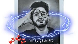 Carryminati portrait || yalgaar song || pencil and charcoal ART || vinay GAUR ART || Ajay nagar ||