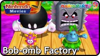 Mario Party 9 (Funny Mod): Bob-omb Factory (2 Players, King Bob-omb vs Thwomp vs Urchin vs Pianta)