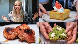 relaxing cooking ASMR  strawberry french toast, soy sauce chicken, matcha cookies