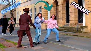 #cowboy_prank .The Living Statue Prank.New Funny Reactions.