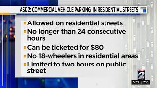 Ask 2: Commercial vehicle parking in residential streets