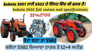 kubota 5502 12+4 full review and specifications 5501 ਨੀ ਵੀਰੋ ਇੰਜਣ ਚ ਵੀ ਫਰਕ ਪਾਇਐ