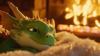 Warm Cozy Vibes  Adorable Green Dragon  Relaxing Fireplace Ambience for a Peaceful Night