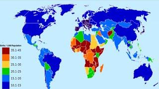 Map of Highest Birth Rates Over Time - Birth Rate by Country around the World