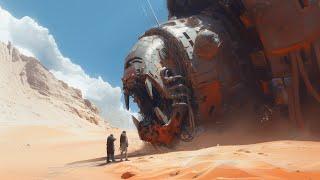 Desert Planet Chronicles: Spaceships and Enigmatic Mechanical Structures | Stardust AI Art