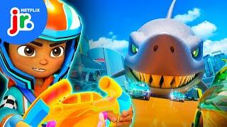 Shark on the Loose in Hot Wheels City!  Hot Wheels Let's Race | Netflix Jr