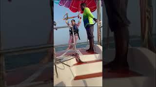 Tamanna enjoying Parasailing in Goa with Sea Dip  | Anish and Tamanna