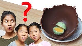 ENG) 초콜렛 그릇 안에 뭘 넣어 먹을까?  Chocolate bowl TwinRoozi Family Mukbang 쌍둥이루지 가족 먹방