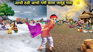 आधी ठंडी आधी गर्मी वाला जादुई गांव | A Magical Village With Half Cold And Half Heat | Cartoon Video