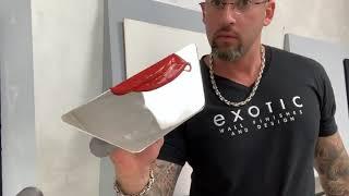 Venetian plaster brick red shiny style, marmorino tools with Giancarlo sagasti