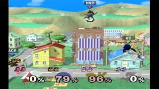 Super Smash Bros. Melee | Melee Gameplay | Match 1 | Nintendo GameCube (GCN) | Onett, Widescreen