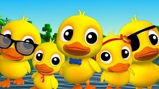 五个小 鸭子 | 为孩子们押韵 | 诗为孩子们 | 儿童歌曲| 3D 宝宝儿歌 | 鸭为孩子们的歌曲 | Five Little Ducks | Farmees China | 儿童漫画和婴儿歌曲