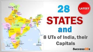 India States and Capitals (28) after 370, 8 UTs,  districts, languages spoken - Indian States 20232